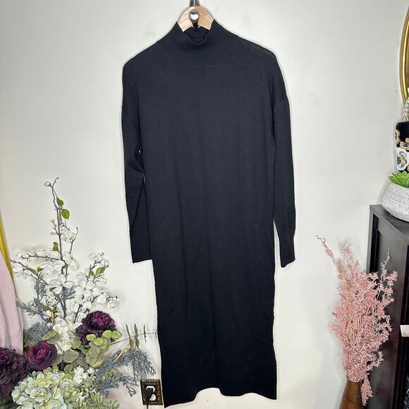 COS 100% Wool Turtleneck Maxi Sweater Dress Black Sz XS {V22} - Picture 3 of 6